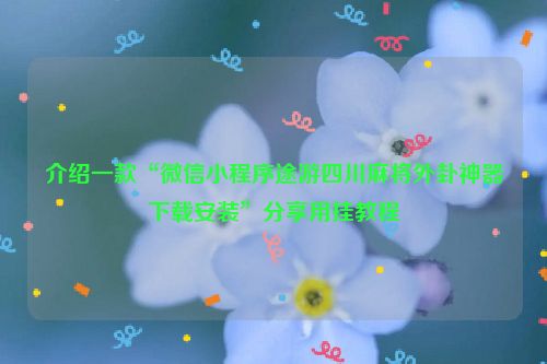 介绍一款“微信小程序途游四川麻将外卦神器下载安装”分享用挂教程