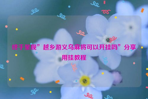 终于呈现”越乡游义乌麻将可以开挂吗”分享用挂教程
