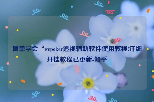 简单学会“wepoker透视辅助软件使用教程!详细开挂教程已更新-知乎