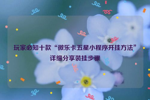 玩家必知十款“微乐卡五星小程序开挂方法”详细分享装挂步骤