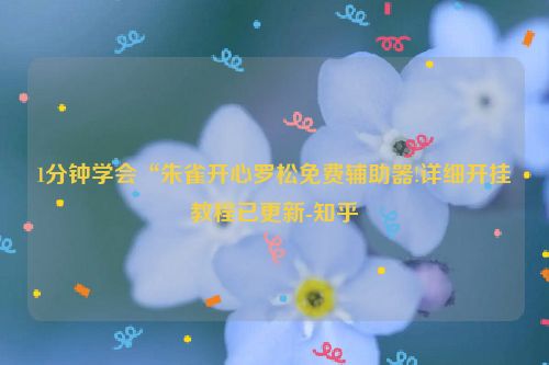 1分钟学会“朱雀开心罗松免费辅助器!详细开挂教程已更新-知乎