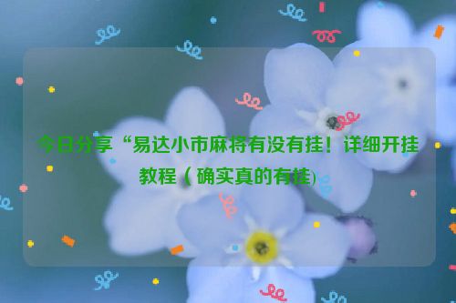 今日分享“易达小市麻将有没有挂！详细开挂教程（确实真的有挂)