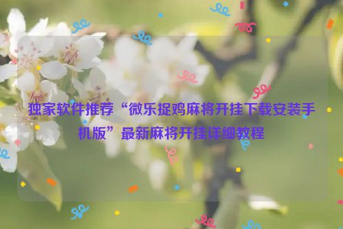 独家软件推荐“微乐捉鸡麻将开挂下载安装手机版”最新麻将开挂详细教程