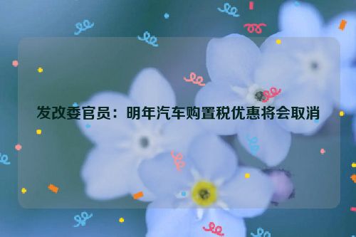 发改委官员：明年汽车购置税优惠将会取消