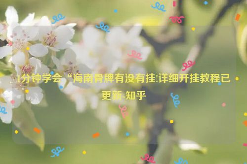 1分钟学会“海南骨牌有没有挂!详细开挂教程已更新-知乎