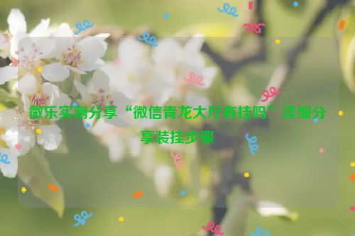 微乐实测分享“微信青龙大厅有挂吗”详细分享装挂步骤