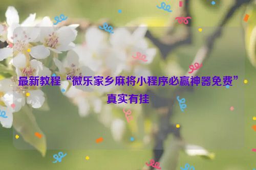 最新教程“微乐家乡麻将小程序必赢神器免费”真实有挂