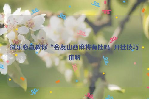 微乐必赢教你“会友山西麻将有挂吗- 开挂技巧讲解