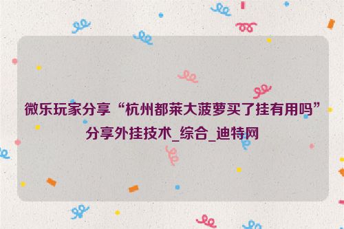 微乐玩家分享“杭州都莱大菠萝买了挂有用吗”分享外挂技术_综合_迪特网