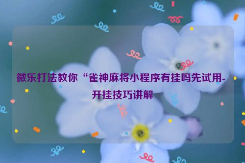 微乐打法教你“雀神麻将小程序有挂吗先试用- 开挂技巧讲解