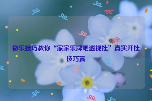 微乐技巧教你“家家乐牌吧透视挂”真实开挂技巧赢