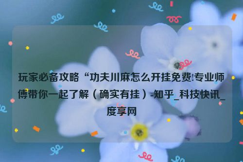 玩家必备攻略“功夫川麻怎么开挂免费!专业师傅带你一起了解（确实有挂）-知乎_科技快讯_度享网