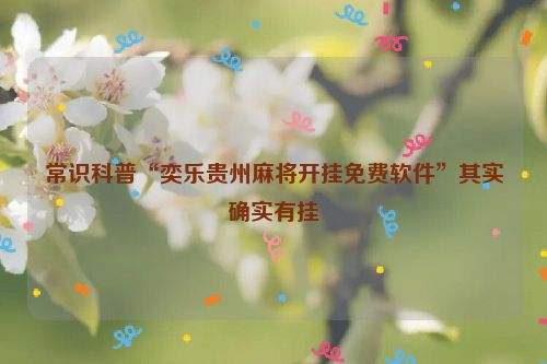 常识科普“奕乐贵州麻将开挂免费软件”其实确实有挂