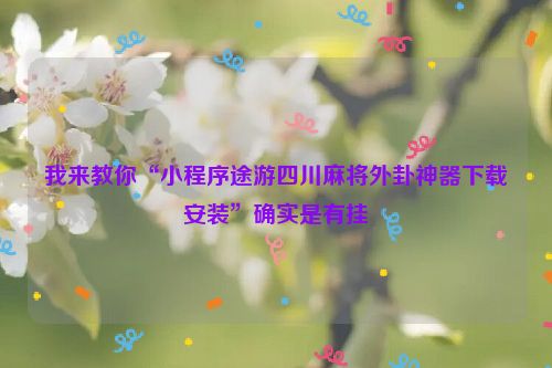我来教你“小程序途游四川麻将外卦神器下载安装”确实是有挂