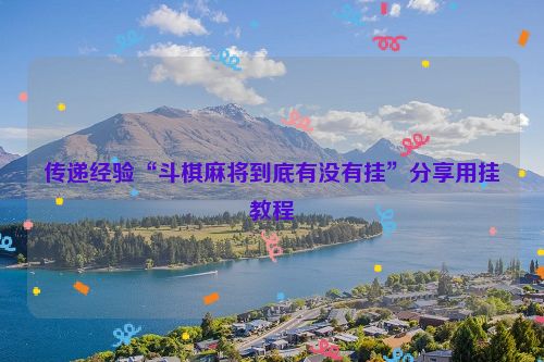 传递经验“斗棋麻将到底有没有挂”分享用挂教程