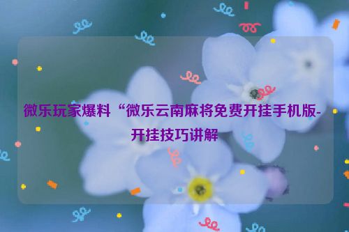 微乐玩家爆料“微乐云南麻将免费开挂手机版- 开挂技巧讲解