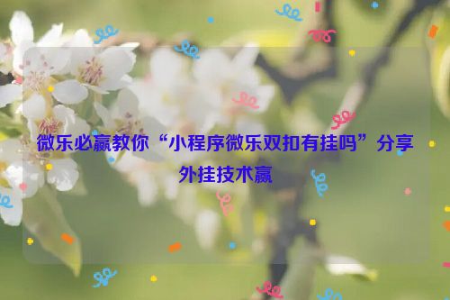 微乐必赢教你“小程序微乐双扣有挂吗”分享外挂技术赢
