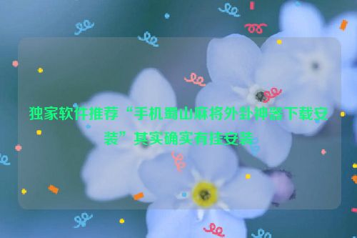 独家软件推荐“手机蜀山麻将外卦神器下载安装”其实确实有挂安装