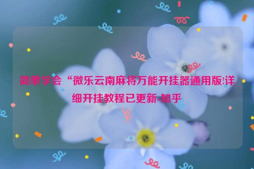 简单学会“微乐云南麻将万能开挂器通用版!详细开挂教程已更新-知乎