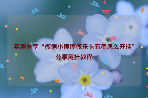 实测分享“微信小程序微乐卡五星怎么开挂”分享用挂教程