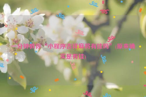 一分钟教你“小程序吉祥麻将有挂吗”(原来确实是有挂)