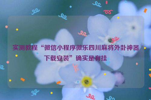 实测教程“微信小程序微乐四川麻将外卦神器下载安装”确实是有挂