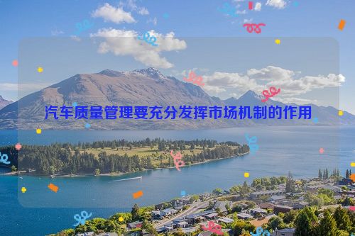 汽车质量管理要充分发挥市场机制的作用