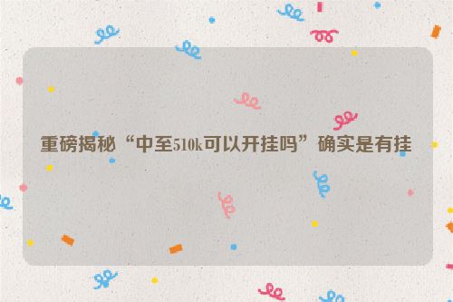 重磅揭秘“中至510k可以开挂吗”确实是有挂