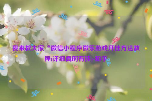 我来教大家“微信小程序微乐游戏开挂方法教程(详细真的有挂)-知乎
