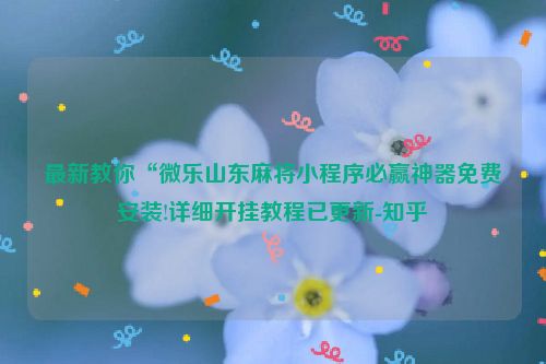 最新教你“微乐山东麻将小程序必赢神器免费安装!详细开挂教程已更新-知乎