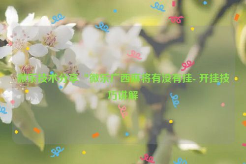 微乐技术分享“微乐广西麻将有没有挂- 开挂技巧讲解