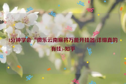 1分钟学会“微乐云南麻将万能开挂器(详细真的有挂)-知乎