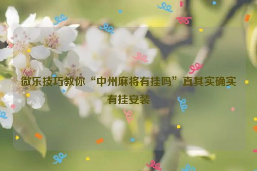 微乐技巧教你“中州麻将有挂吗”真其实确实有挂安装