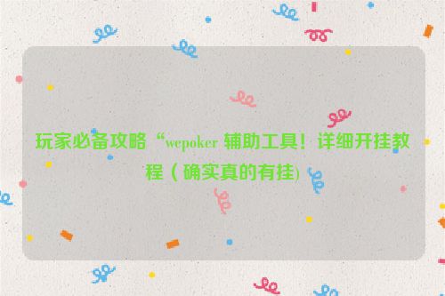 玩家必备攻略“wepoker 辅助工具！详细开挂教程（确实真的有挂)