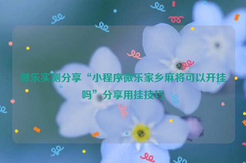 微乐实测分享“小程序微乐家乡麻将可以开挂吗”分享用挂技巧