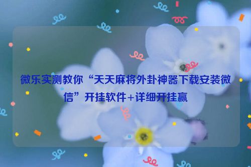 微乐实测教你“天天麻将外卦神器下载安装微信”开挂软件+详细开挂赢