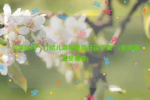 分享技巧”打哈儿麻将免费开挂下载”(原来确实是有挂)