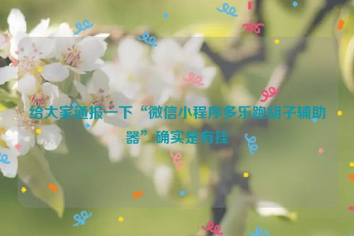 给大家通报一下“微信小程序多乐跑胡子辅助器”确实是有挂