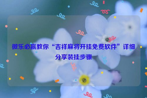 微乐必赢教你“吉祥麻将开挂免费软件”详细分享装挂步骤