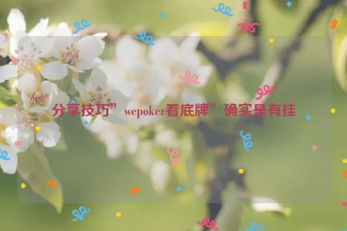 分享技巧”wepoker看底牌”确实是有挂