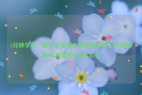 1分钟学会“微乐宁夏划水免费房间怎么开挂辅助(详细真的有挂)-知乎