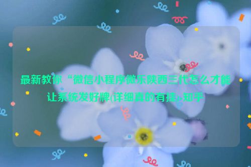 最新教你“微信小程序微乐陕西三代怎么才能让系统发好牌(详细真的有挂)-知乎