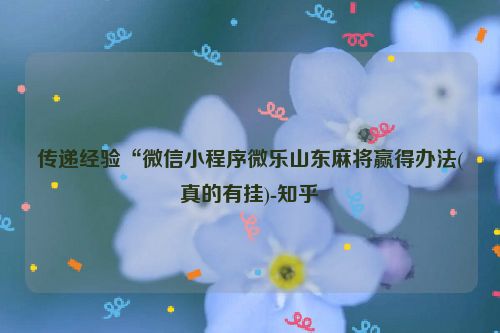 传递经验“微信小程序微乐山东麻将赢得办法(真的有挂)-知乎