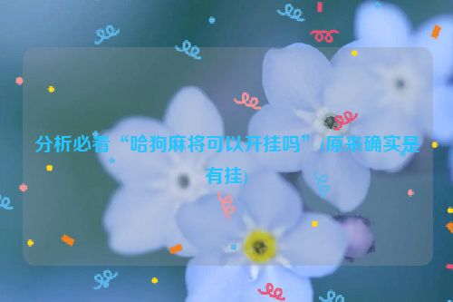 分析必看“哈狗麻将可以开挂吗”(原来确实是有挂)