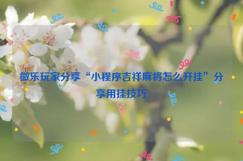 微乐玩家分享“小程序吉祥麻将怎么开挂”分享用挂技巧