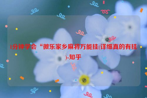 1分钟学会“微乐家乡麻将万能挂(详细真的有挂)-知乎