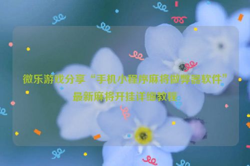 微乐游戏分享“手机小程序麻将做弊器软件”最新麻将开挂详细教程