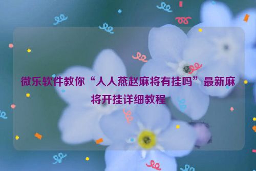微乐软件教你“人人燕赵麻将有挂吗”最新麻将开挂详细教程