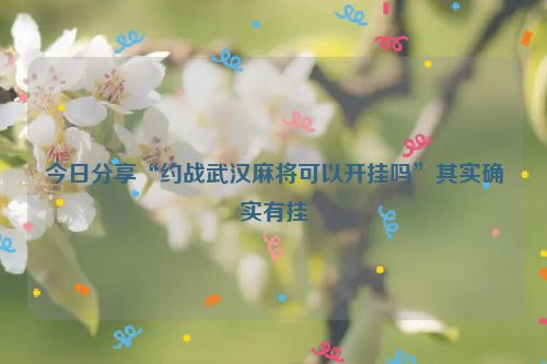 今日分享“约战武汉麻将可以开挂吗”其实确实有挂