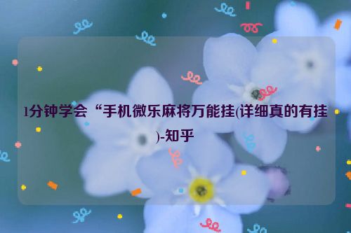 1分钟学会“手机微乐麻将万能挂(详细真的有挂)-知乎